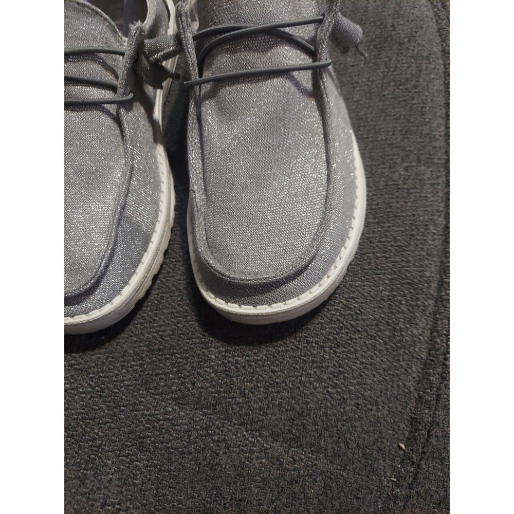 Hey Dude Wendy Metallic Silver Sparkle Shoes Rose Gold Size W9 Slip Ons Y2K - Picture 3 of 11